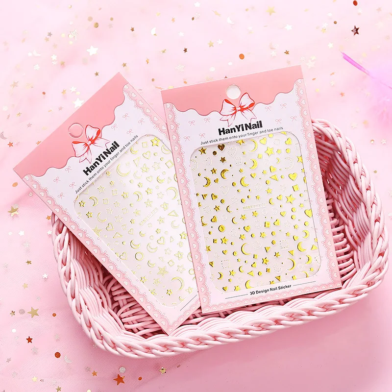 Мини в виде звезды луны сердца золочение декоративные наклейки из бумаги васи