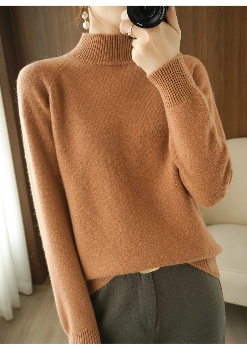 

Long-sleeved warm women's winter thickening women's sweater high-quality knit sweater solid color