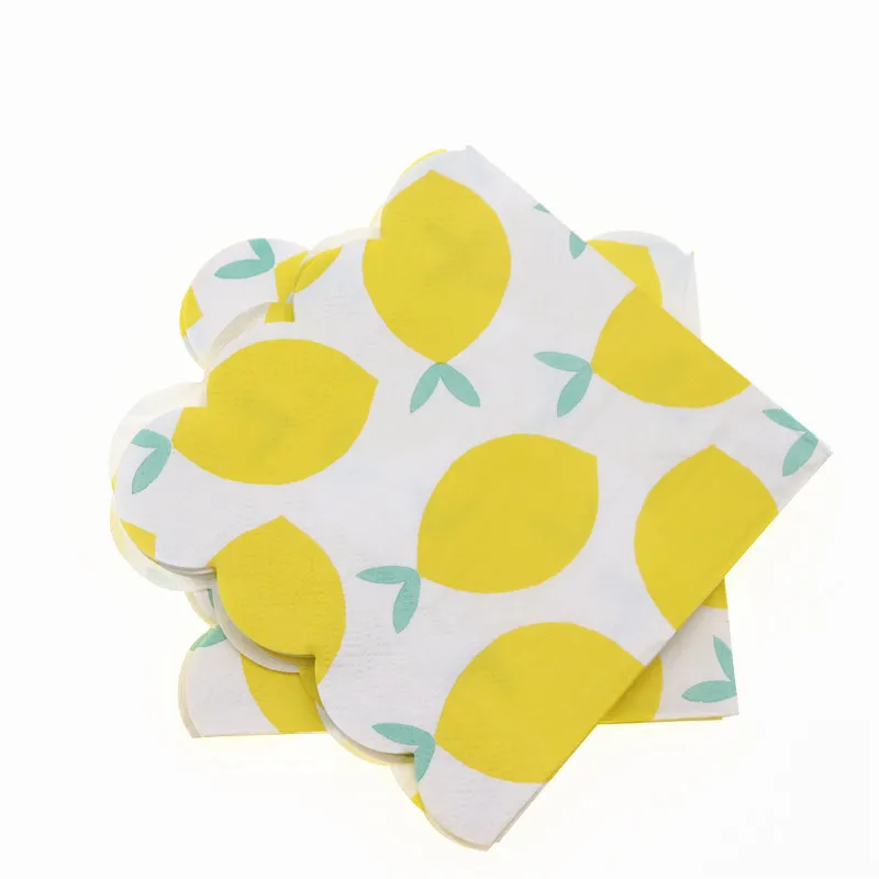 Одноразовая бумажная тарелка лимон желтый цвет украшение для дня рождения