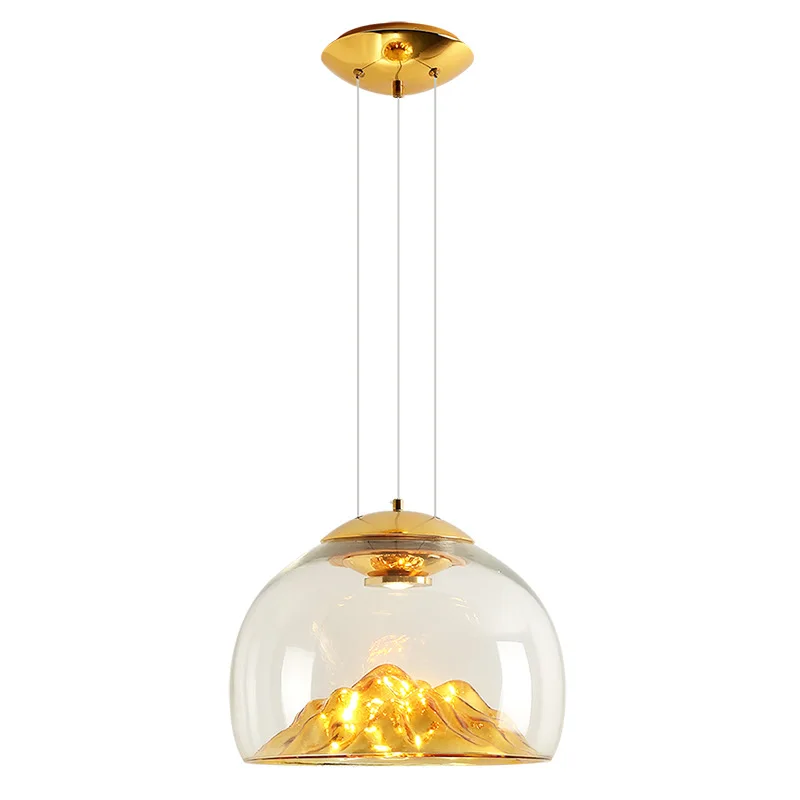 Обеденная прозрачный Стекло светодиодный подвесной светильник золото