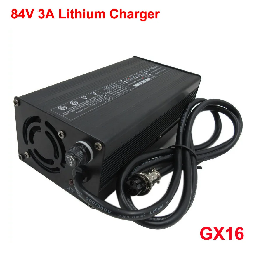 

84V 3A Lithium Li ion Battery Charger for 20S 72V li-ion Electric Bike Bicycle Scooter Battery Pack GX16 XLR XT60 Connector