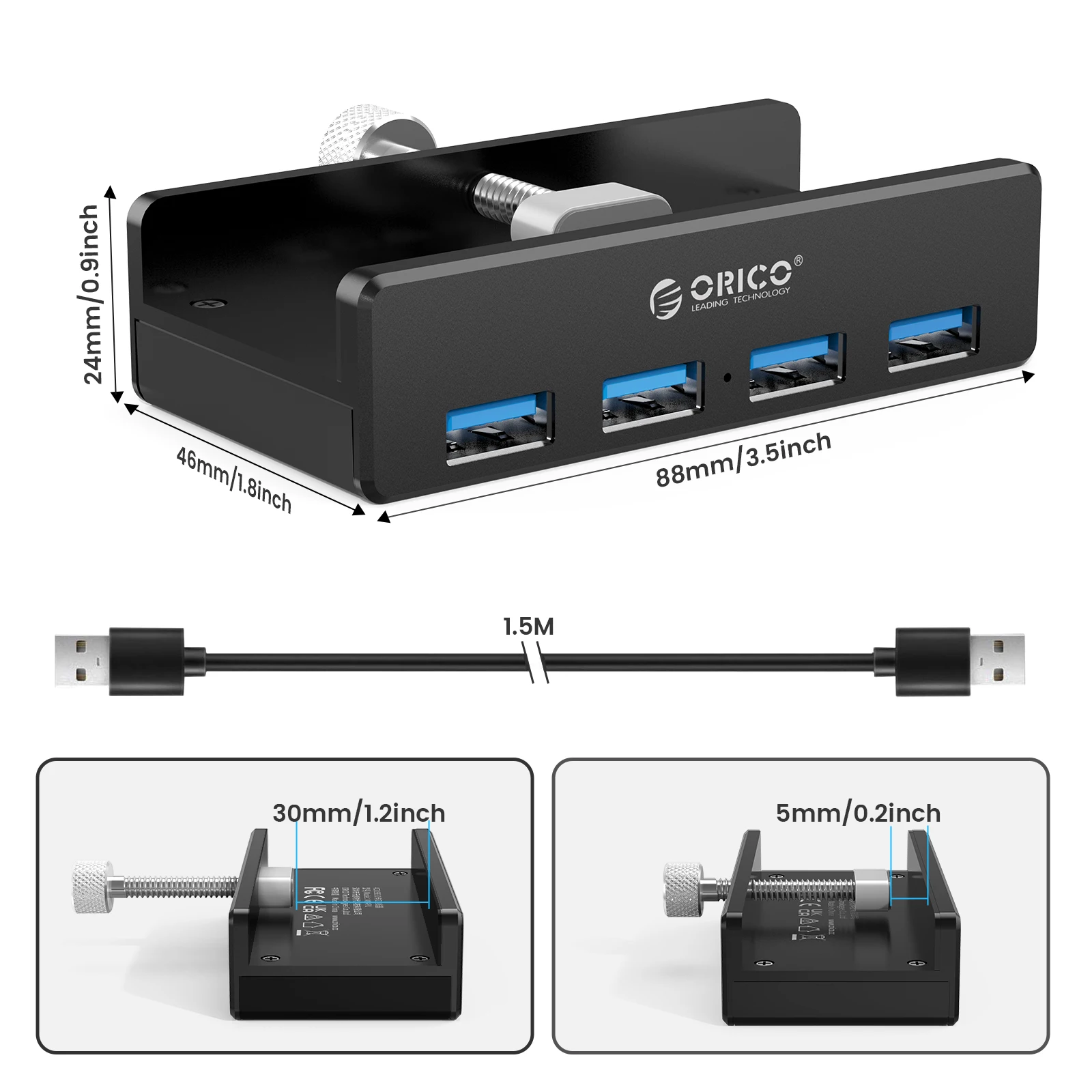 orico usb 3 0 hub powered with charging multi 4 ports desk clip usb splitter adapter sd card reader for pc computer accessories free global shipping