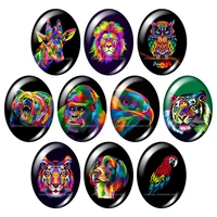 new black oil paintings animals oval 10pcs 13x18mm18x25mm30x40mm mixed photo glass cabochon demo flat back jewelry findings