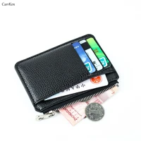 card holder unisex zipper slim man wallet mini women hot brand lychee pattern soft leather cute id 2021 credit coins purse men