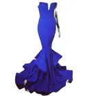 Женское вечернее платье с юбкой годе, темно-синее атласное платье с вышивкой из бисера, с вырезом лодочкой, для выпускного вечера, в стиле Саудовской Аравии