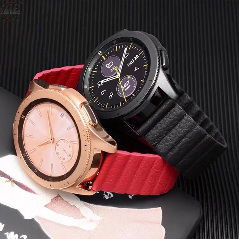 20/22 мм ремешки для часов из натуральной кожи Samsung Galaxy Watch 46 активные часы Gear s3 Frontier
