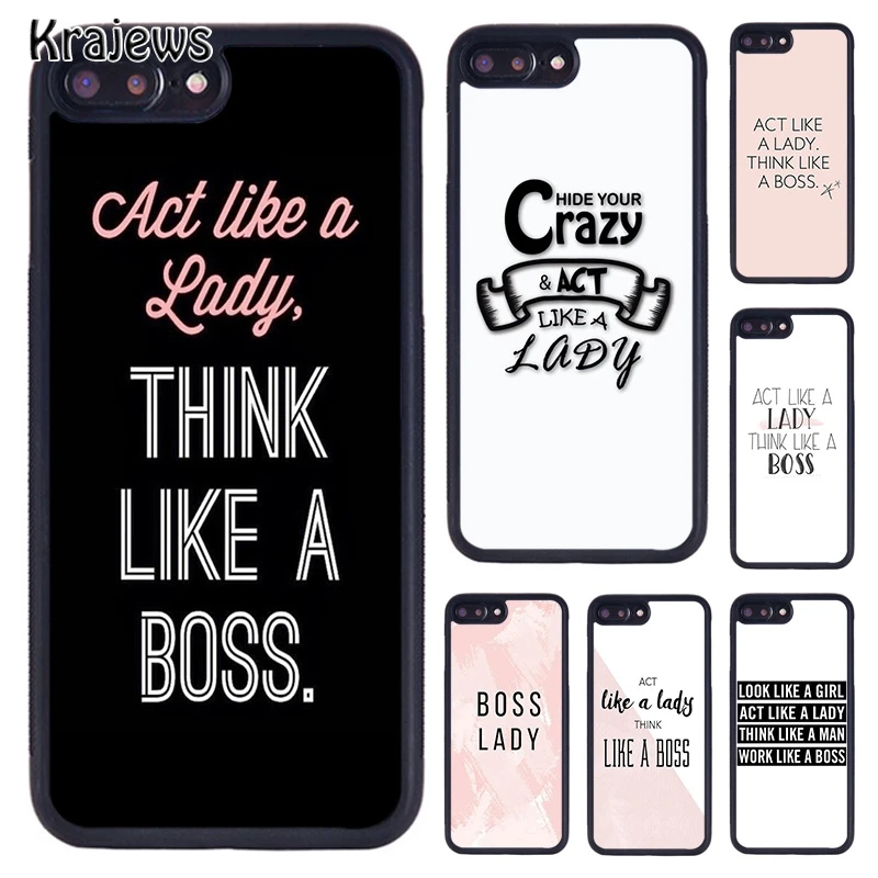 Krajews Act Like A Lady Think Like A Boss Phone Case For iPhone 14 5 6S 7 8 plus 11 12 13 Pro X XR XS Max Samsung S21 S22 Ultra