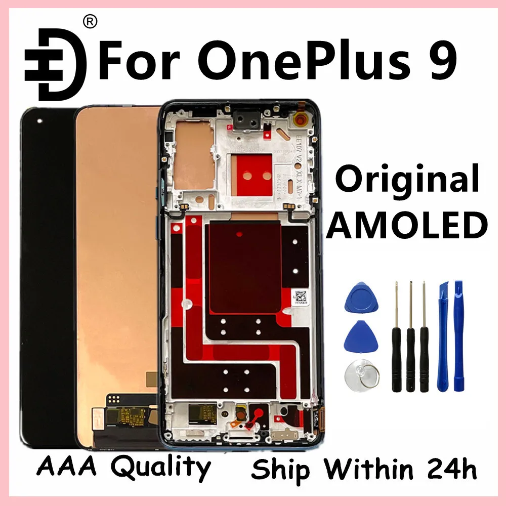 Pantalla AMOLED Original de 6,55 "para OnePlus 9, marco de pantalla LCD, montaje de digitalizador de Panel t&aacute;ctil para OnePlus 9, One Plus 9, OnePlus 9-0