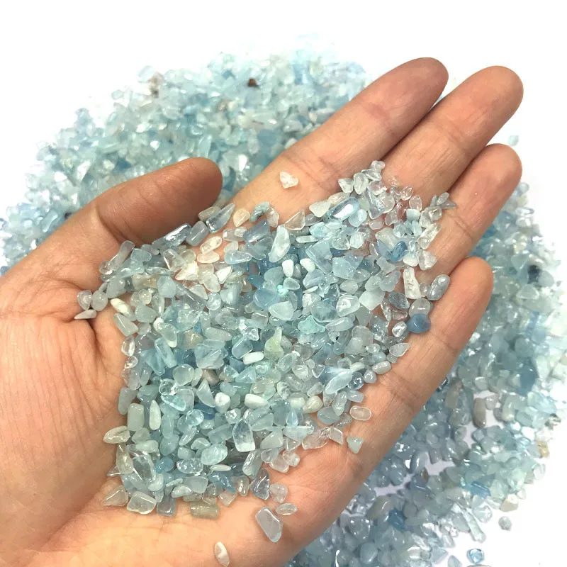 

100g 2-4mm Natural Blue Aquamarine Quartz Crystal Stone Rock Chips Specimen Natural Stones and Minerals Healing Crystals