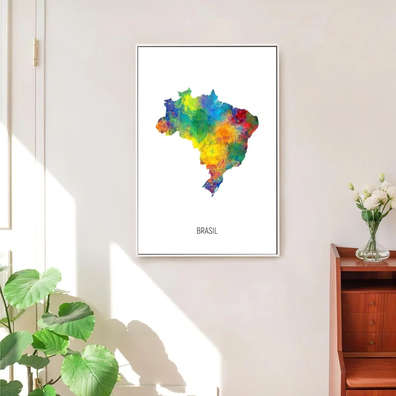 

Карта Бразилии, акварельный художественный Печатный холст плакат