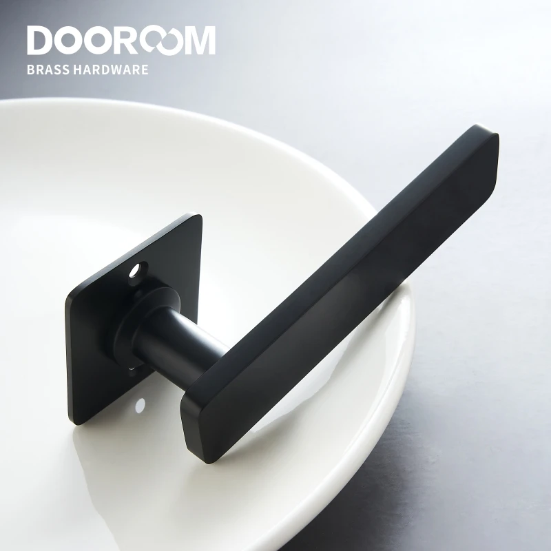 Дверной рычаг из латуни Dooroom ультратонкий бесшумный современный черный золотой