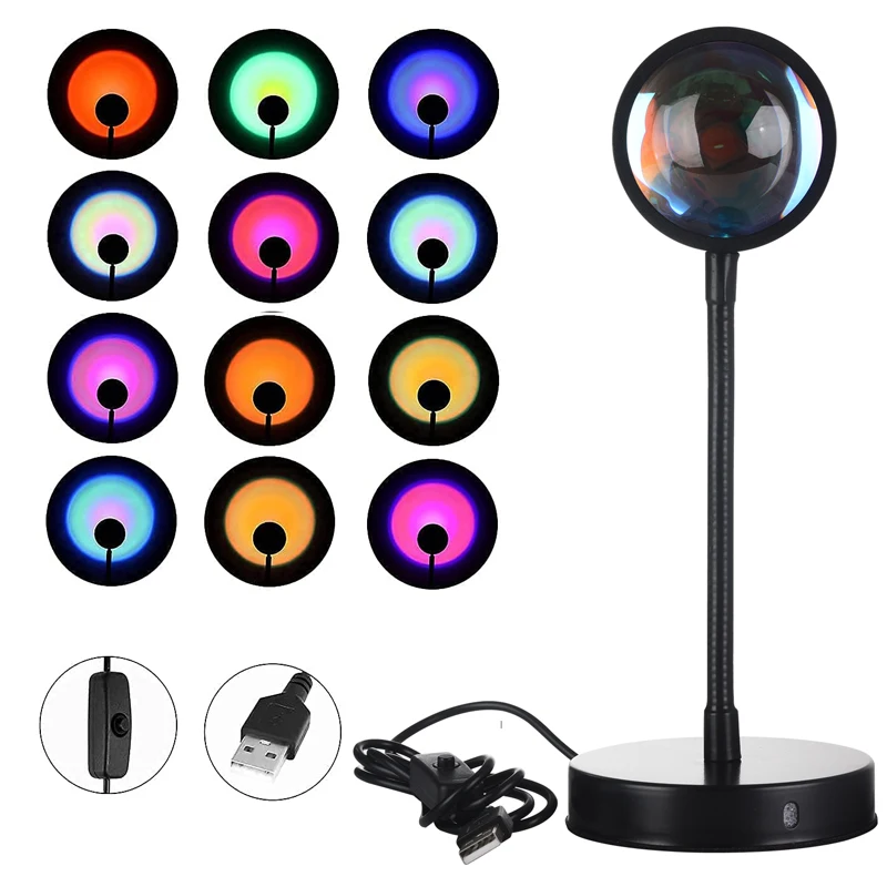 Проекционный ночник с закатом 4/16 цветов фоновая подсветка для прямой трансляции