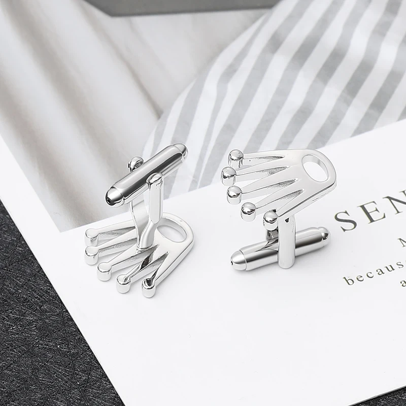 Запонки в форме короны для мужчин модные свадебные лазерные запонки жениха