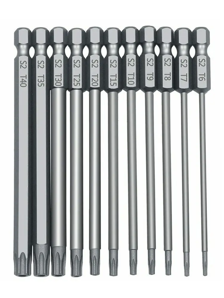 

1 Set 11/12pcs High Quality Steel Plum Blossom 50/75/100 Mm Useful Hollow Torx Screwdriver Bits Sets Tool Accessories