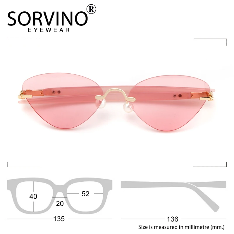Женские солнцезащитные очки без оправы SORVINO яркие розовые кошачий глаз 2020