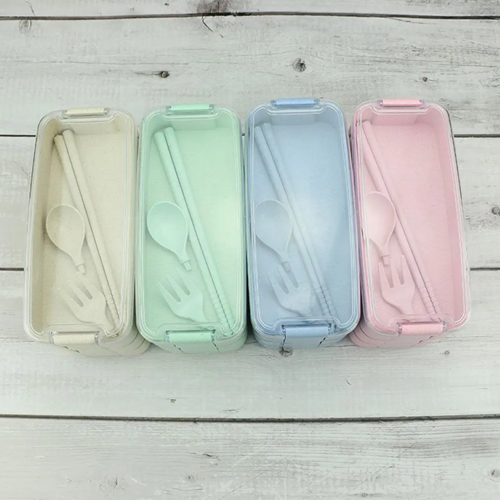 

Portable Wheat Straw Environmental Protection Lunch Box Office Crisper Solid Color Microwave Heated Lunch Box