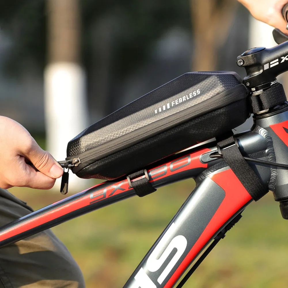 

Bicycle Bag Frame Front Top Tube Rainproof MTB Road Bike Bag Durable PU Hard Shell Cycling Head Tube Cellphone Case Holder