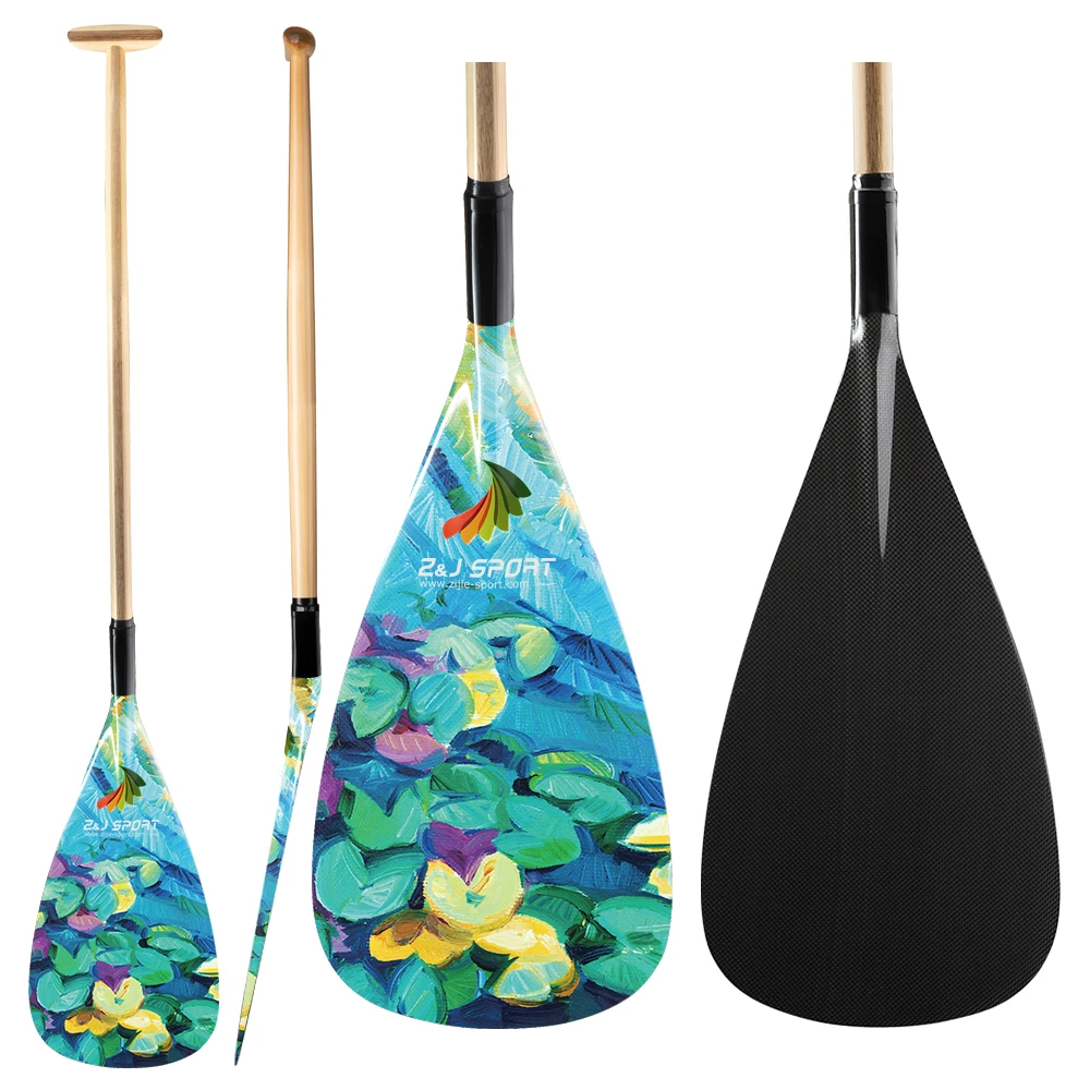 ZJ спортивные Гавайи Тип Аутригер каноэ OC Paddle с углерода Графика дизайн лезвия и