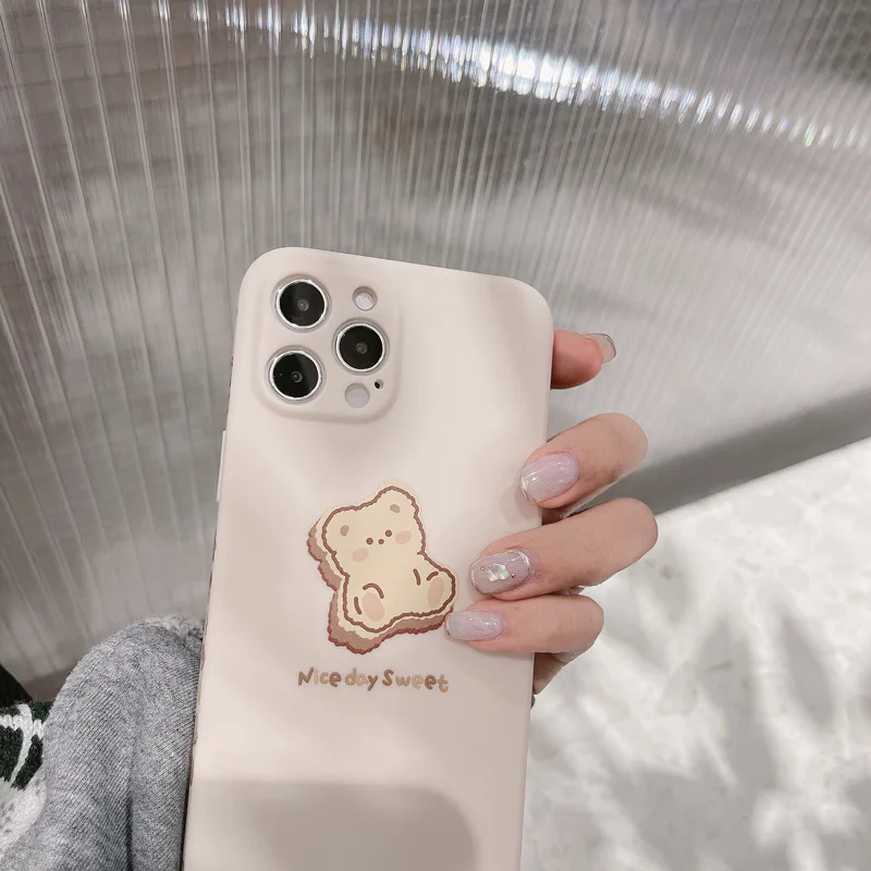 

sweet bear phone case cute protective cover silicone capa for iphone xs max 12 pro max mini 7 8 plus x xr 11 shell fundas