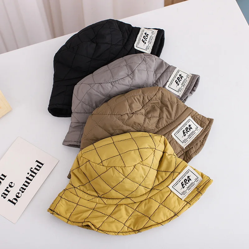 

Winter Children PP Cotton Padded Bucket Hat Warm Fisherman Cap For Girls And Boys Bonnet