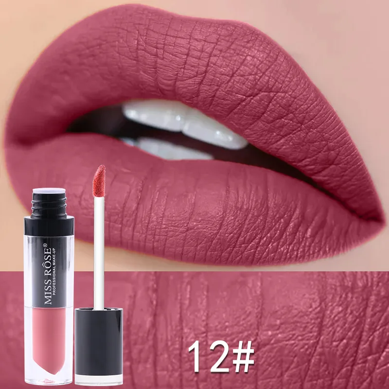 

Miss Rose 24 Colors Matte Lip Gloss Non-sticky Cup Waterproof Long Lasting Lip Glaze Red Velvet Liquid Lipstick Lipgloss
