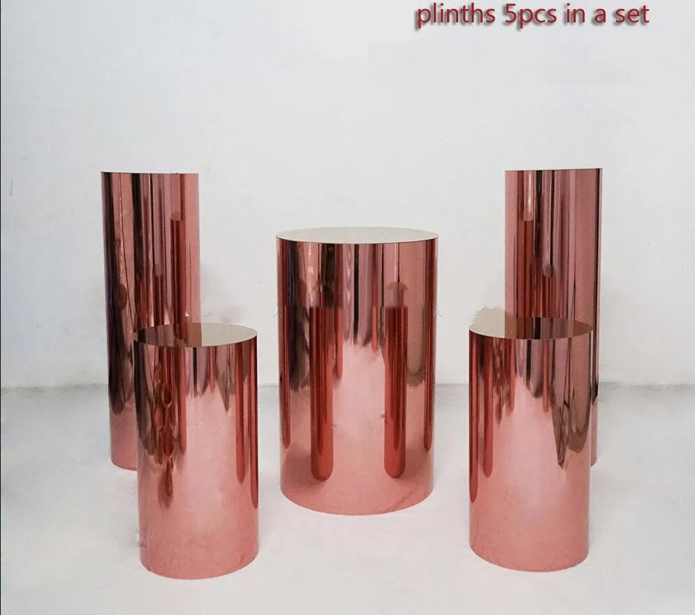 

rose gold stainless steel mirror round plinth cake stand