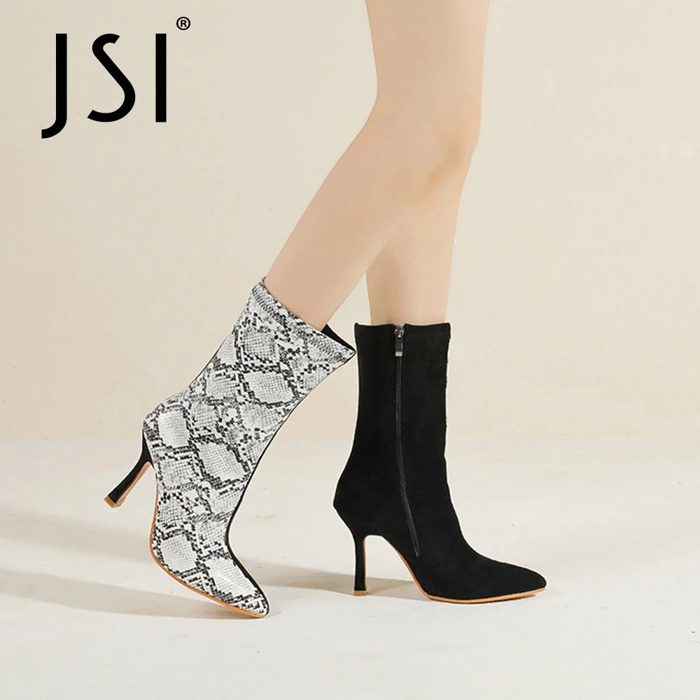 

Ботинки женские JSI, на тонком каблуке, со змеиным рисунком, с боковой молнией, в стиле пэчворк, большие размеры 35-42, VO737