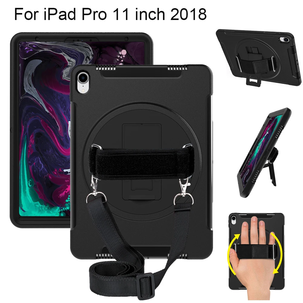 Для iPad Pro 11 чехол 2018 сверхпрочный противоударный защитный с вращающимся плечевым
