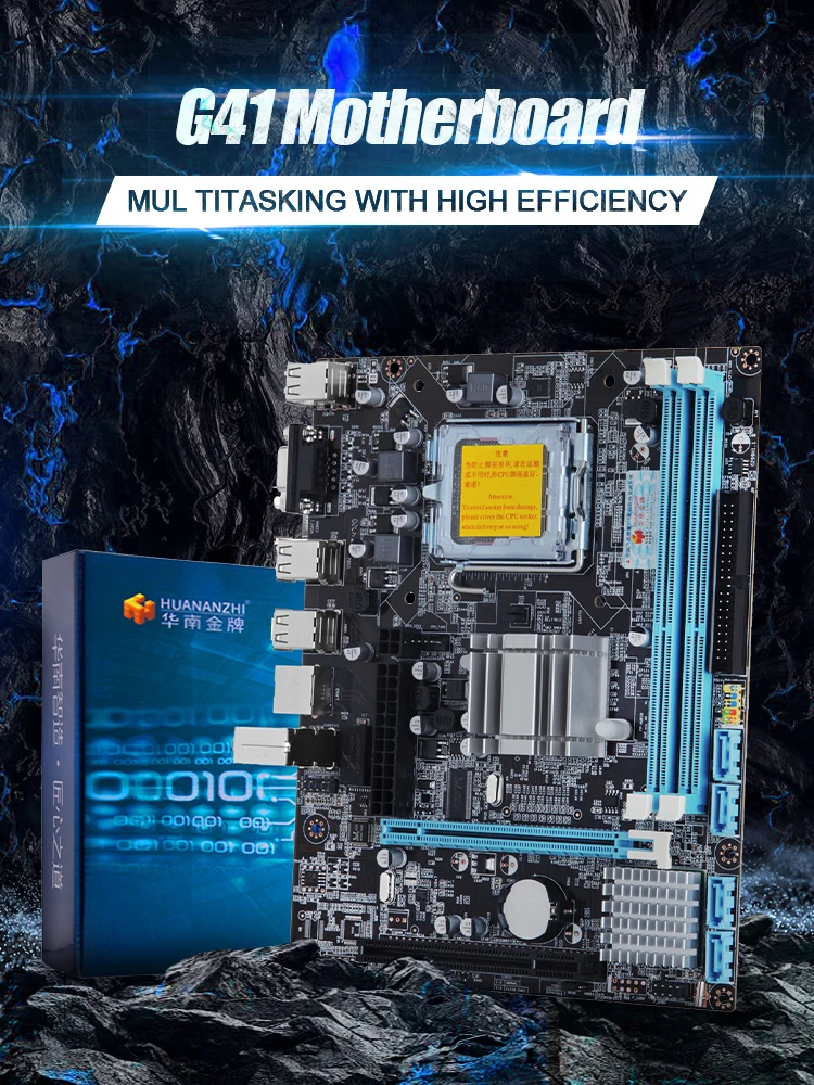 

HUANANZHI G41 Computer Motherboard M-ATX Dual Channels DRR3 USB 2.0 SATA 2.0 Desktop Mainboard for 775/771-Pin Series Processors