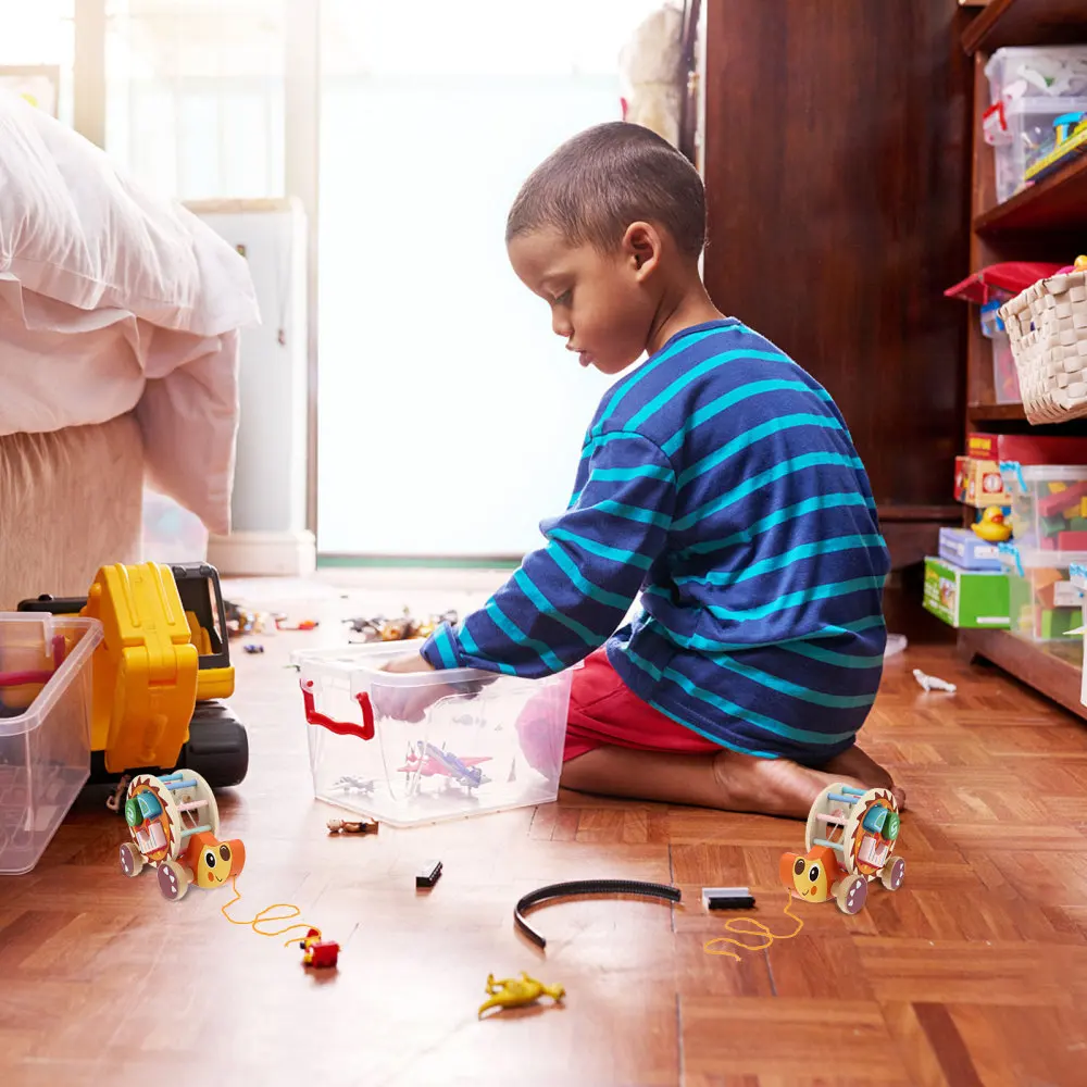 

1pc Traction Cartoon Animal Pulling Cart Kid Pulling String Cart