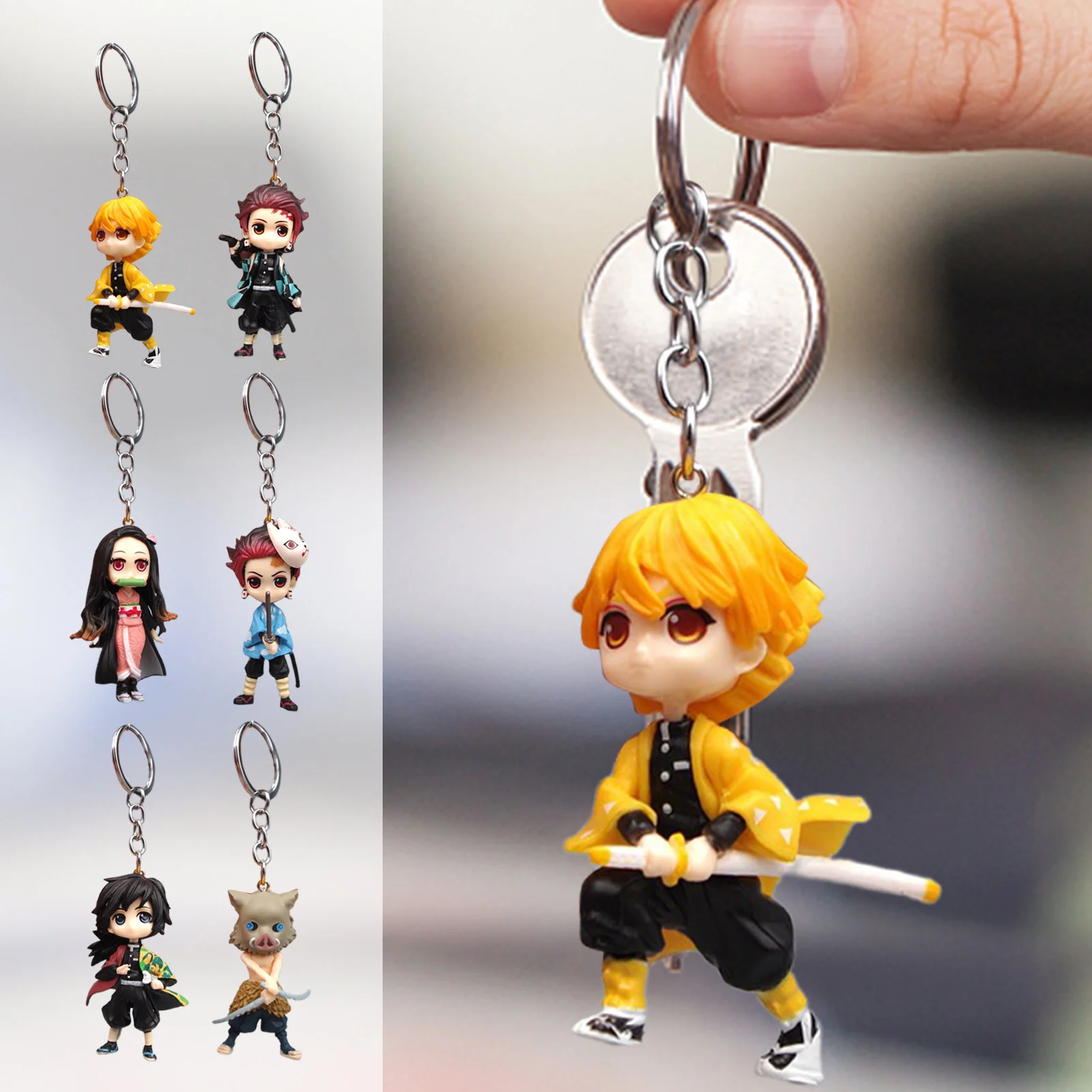 

6 шт набор брелок с рисунком в виде аниме мультфильмов брелки призрак убийства лезвие, плита двери, вы douziбыл, моя жена хорошо Yi
