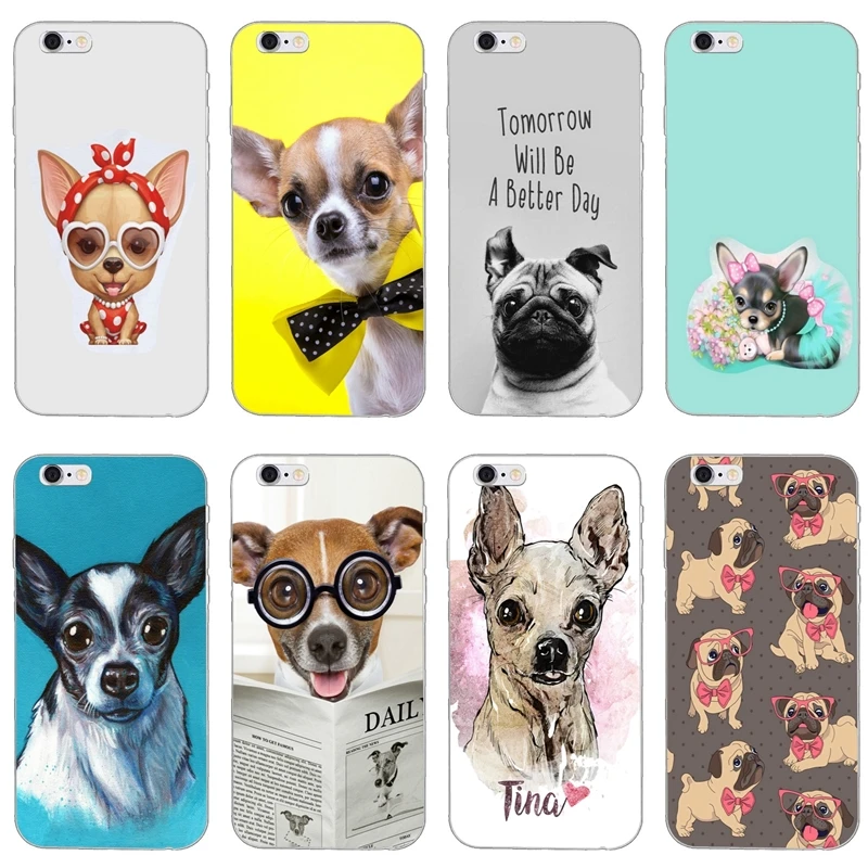 Аксессуары для чихуахуа собака щенок мопса чехол телефона iPhone 11 Pro XS Max XR X 8 7 6 6S Plus 5