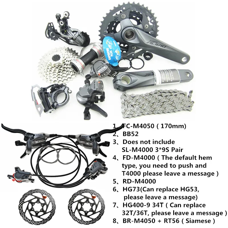 SHIMANO ALIVI0 M4000/M4050 9-27-скорость горный велосипед Велосипеды переключения комплект добавлена BR-M4050+ RT56/MT200+ G3 абсолютно origi