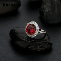 knobspin 100 925 sterling sparkling silver 18k white gold plated pigeon blood red rings for women engagement party fine jewelry