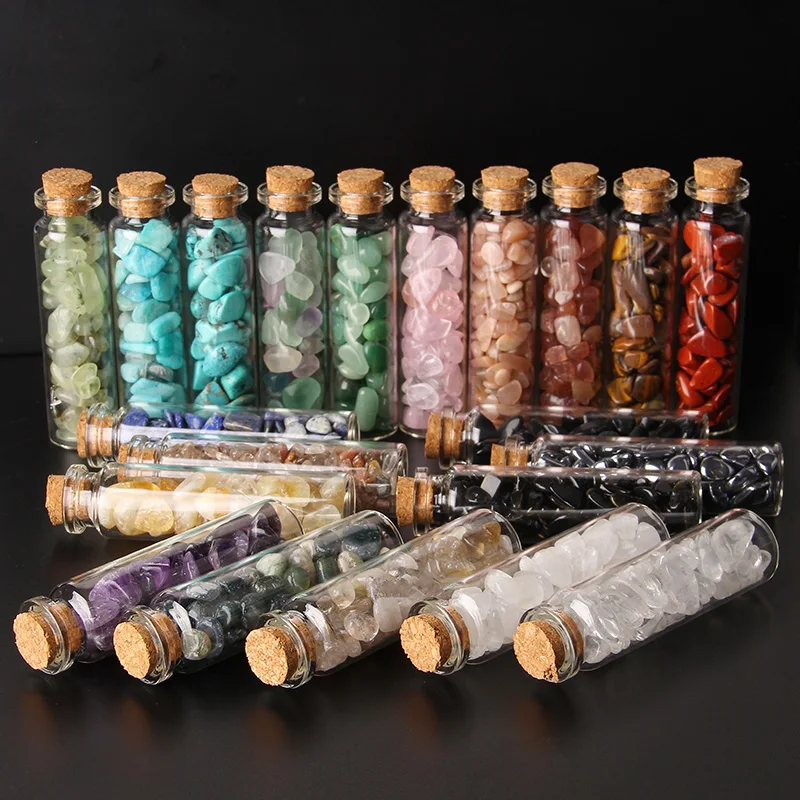

1PC Natural Reiki Wishing Bottle Home Decor Natural 5-8mm Chips Healing Gemstones Lucky Drifting Bottle Birthday Christmas Gifts