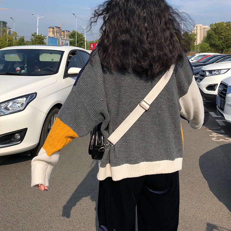 SHENGPALAE новинка 2019 модный осенний цветной пуловер с круглым воротником Женский