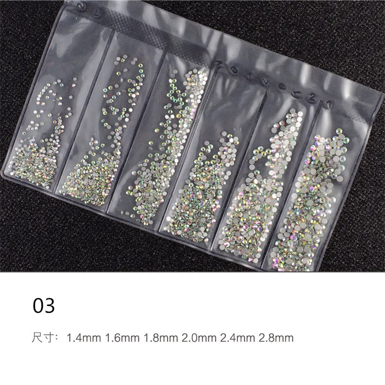

New Fashion Shiny Six-compartment Multi-size Flat Glass Rhinestones DIY Nail Decoration Accessories Supplies Tools