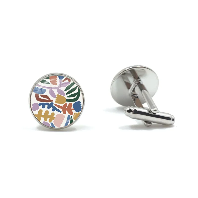 

Запонки в абстрактном стиле с цветочным рисунком