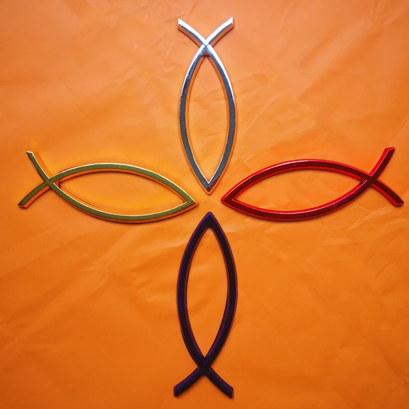 4 цвета авто Стайлинг символ рыбы 3D Автомобильная Наклейка Abs для христианской