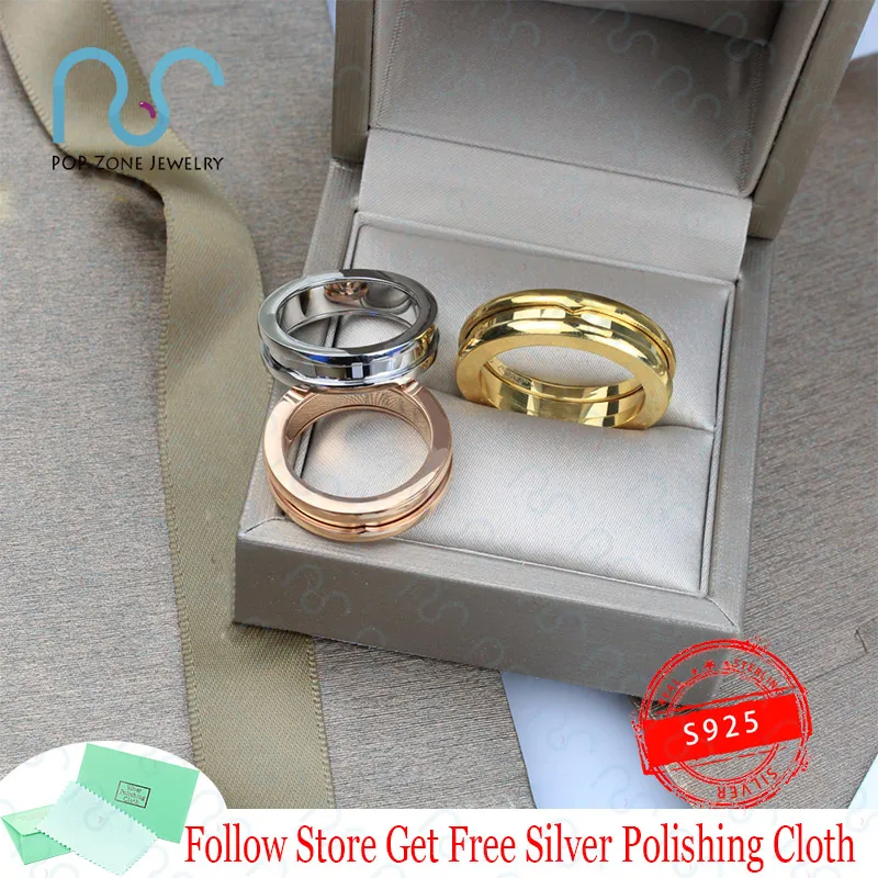 

Famous Brand Luxury Ring Zero Series Ring Single Loop Classic Spiral Design Sterling Silver Ring Valentine's Day Gift With Logo
