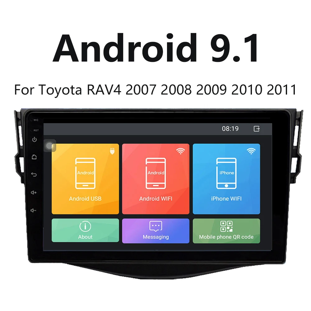 

Android 9. 0 9 "2Din автомобильный радиоприемник с навигацией GPS для 9,1-2007 Toyota RAV4 мультимедийный mp5 плеер с поддержкой 2011 P SWC OBD DVR USB WiFi