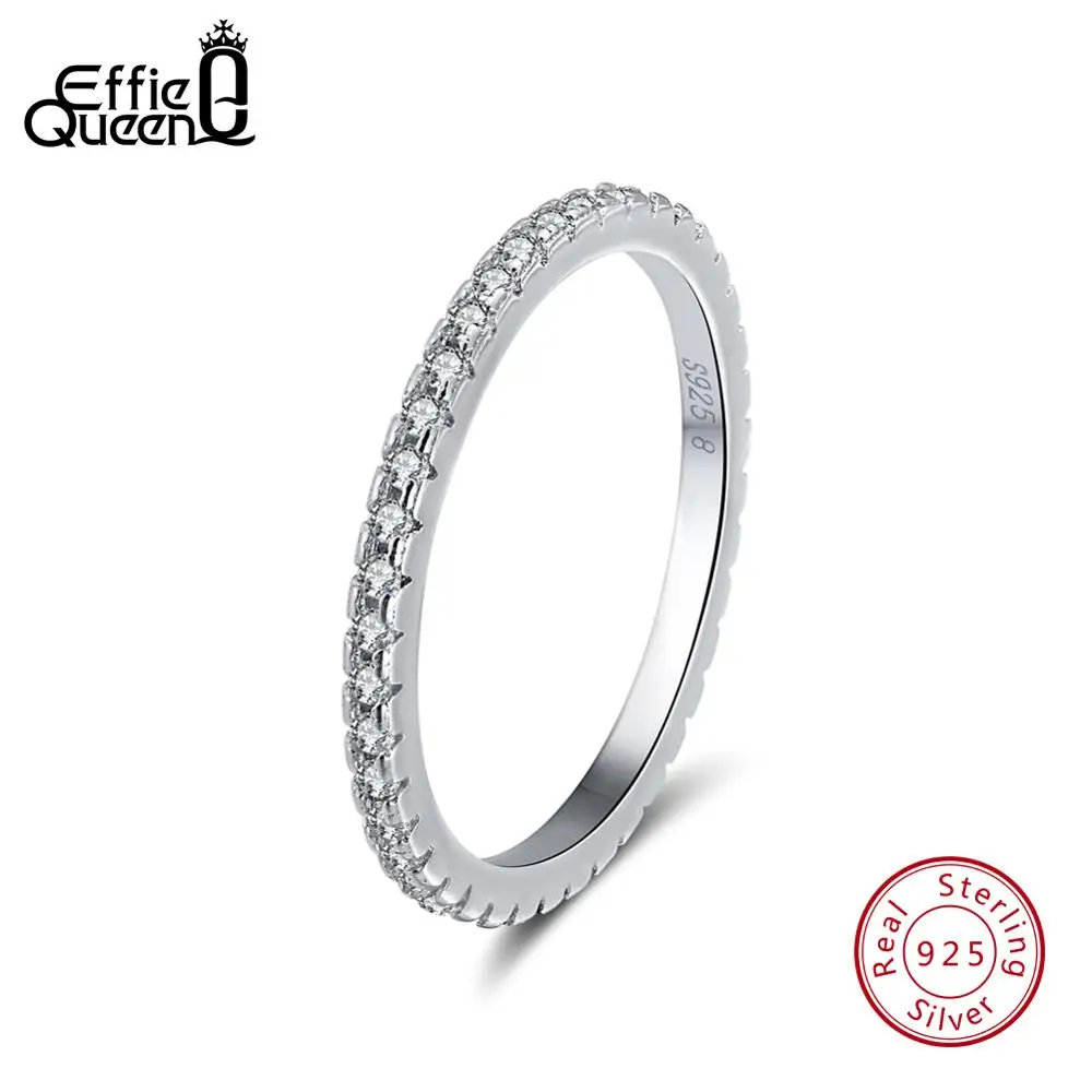 Effie queen, настоящее 925 пробы, серебряное кольцо, для женщин и мужчин, классическое, полностью проложенное, AAAA, циркон, обручальное кольцо, пара колец BR63