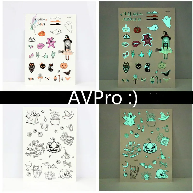 Хэллоуин светящаяся Татуировка Тыква призрак тату для детей поддельные