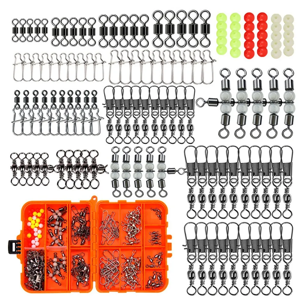 

141pcs Fishing Accessories Kit Swivel Snaps Connector Beads Fishing Tackle Boxs Fisher Portable Multi-purpose Fishing Tackle