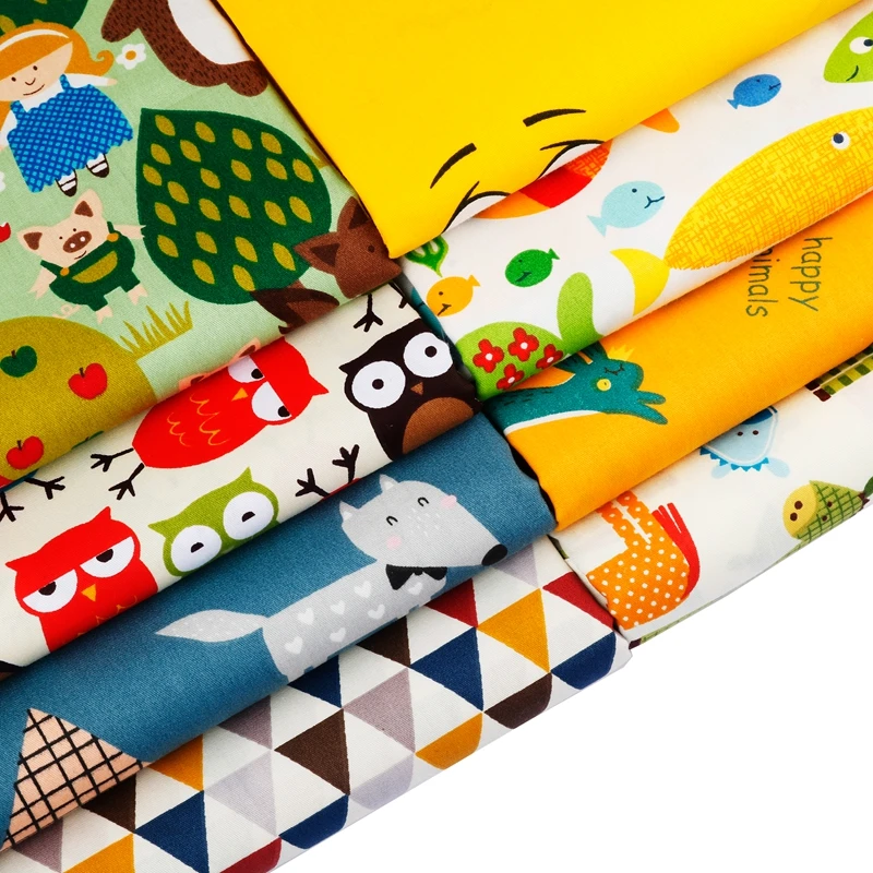 Милая мультяшная саржевая ткань хлопковая в стиле пэчворк для рукоделия детская