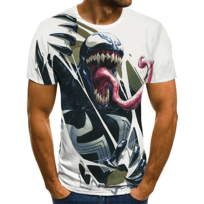 

3D Printing Men's Summer Short Sleeve Crew Neck O-Neck Large Venom Movie European And American Street Hero T-Shirt 2021 New Hot