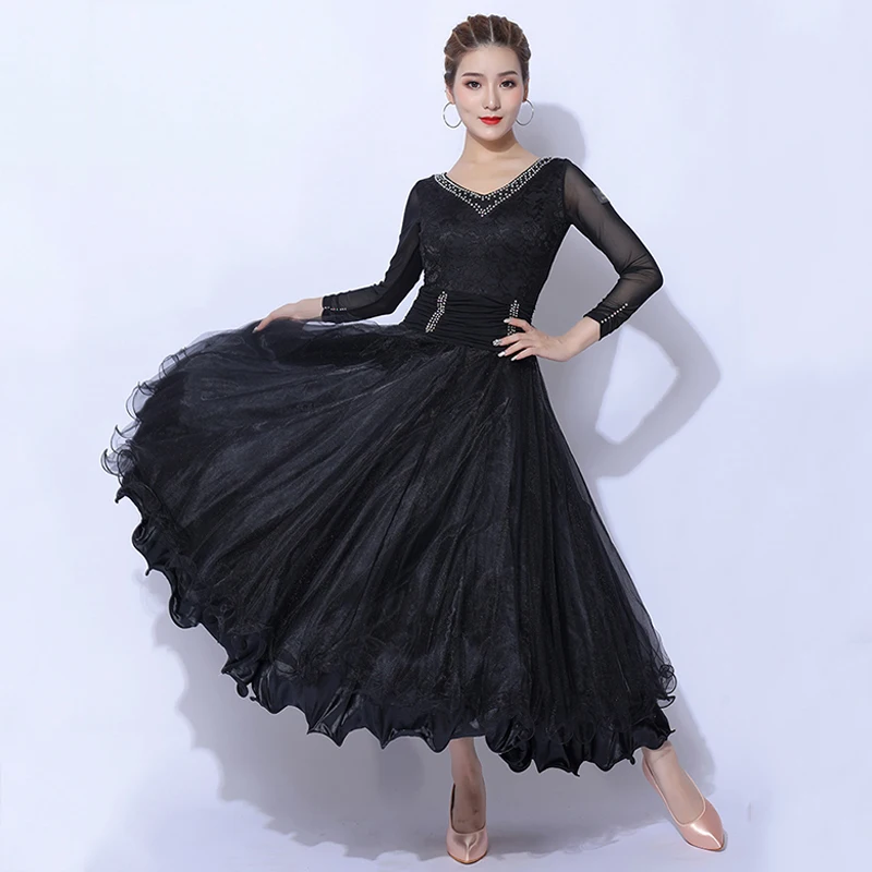 

2021 современное платье для бальных танцев для женщин разразы костюм для соревнований стандартное платье для вальса Танго красное/Черное жен...