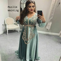 hunter green muslim evening dress 2020 long sleeve velvet prom dresses a line full length beaded turkey formal party dress new