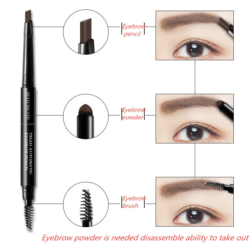 1 шт. 3 в Водонепроницаемый карандаш для бровей натуральный вращающийся