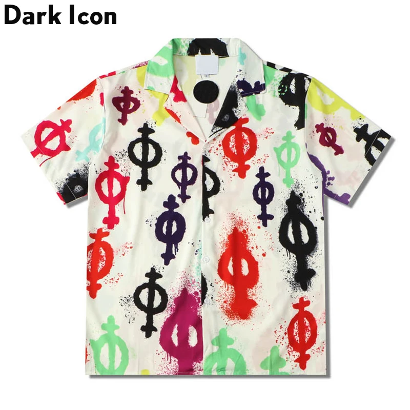 

Dark Icon Full Printed Polo Shirt Summer Turn-Down Collar Vintage Men's Shirts Thin Material Cool Hawaiian Shirts for Man